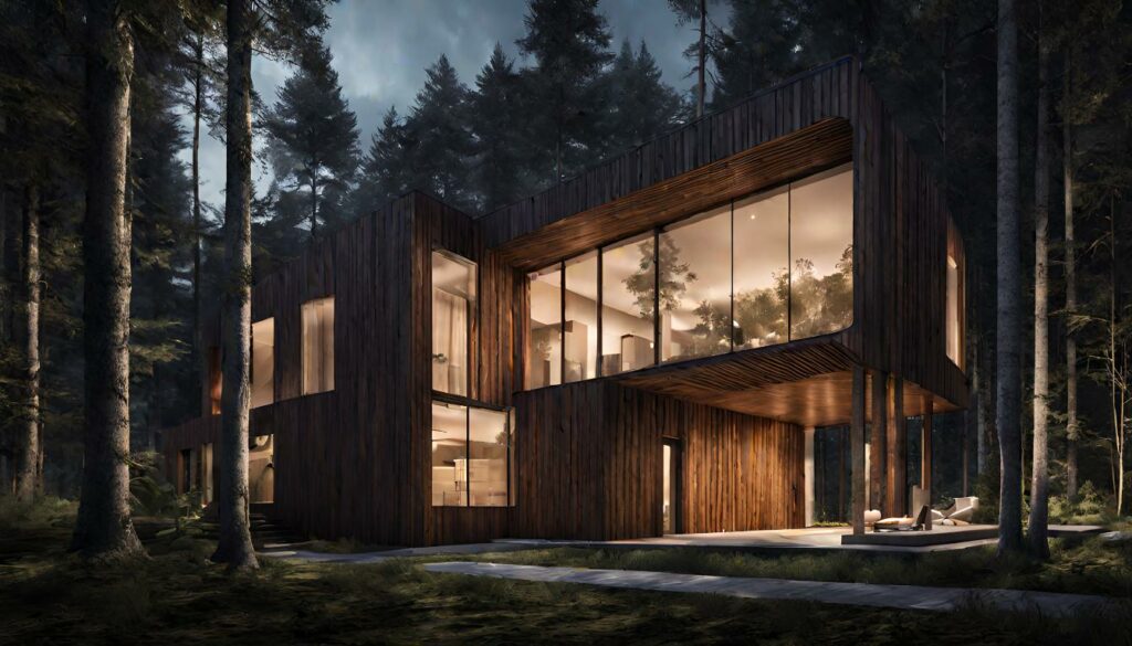 Architecture naturel, 3D,IA, forêt